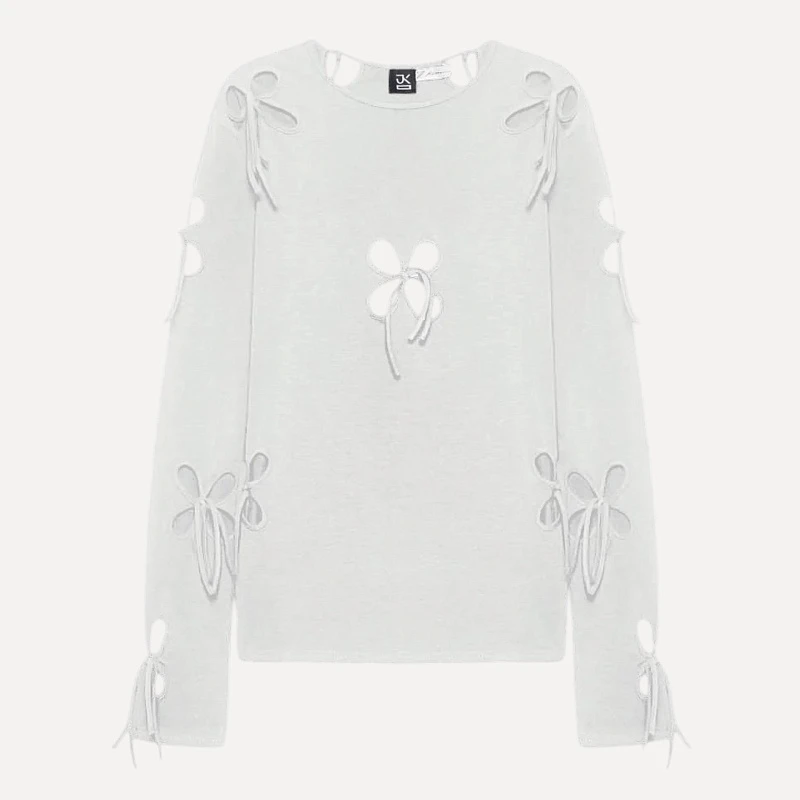 UNISEX PETAL LONG SLEEVE WHITE