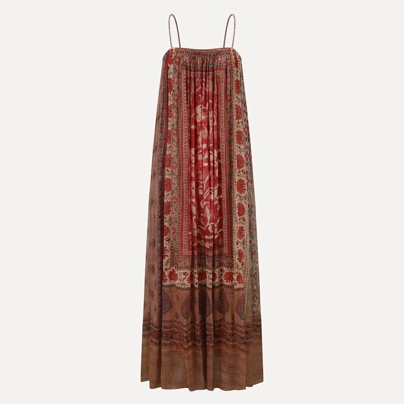 Silk and Ramie Printed Halter Dress