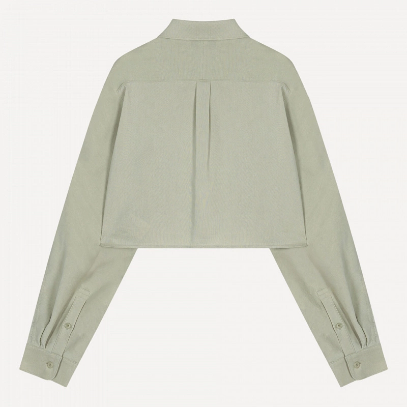 LINEN POCKET CROP SHIRT
