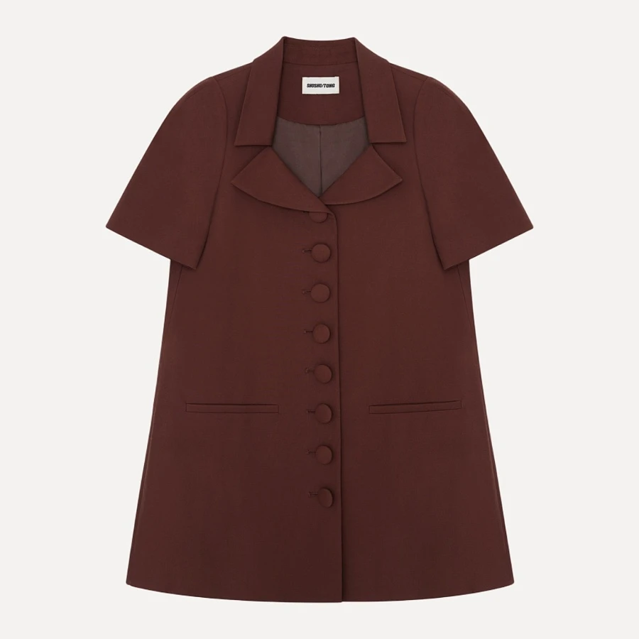 Lapel Short Sleeve Dress