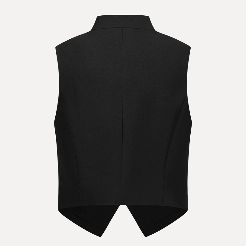 Black Stand Collar Vest