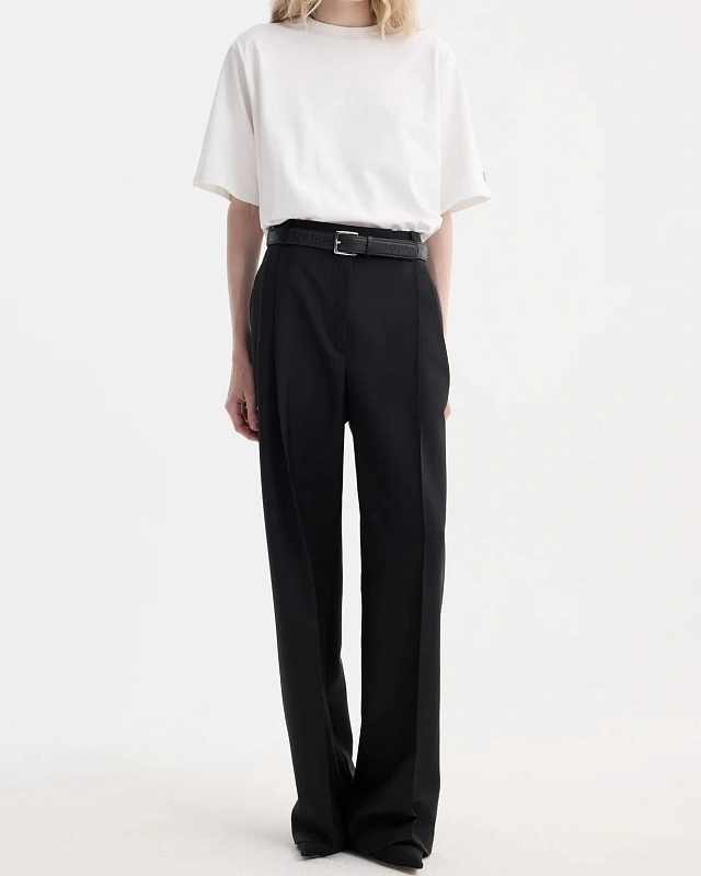 Mid-waist tailored trousers black