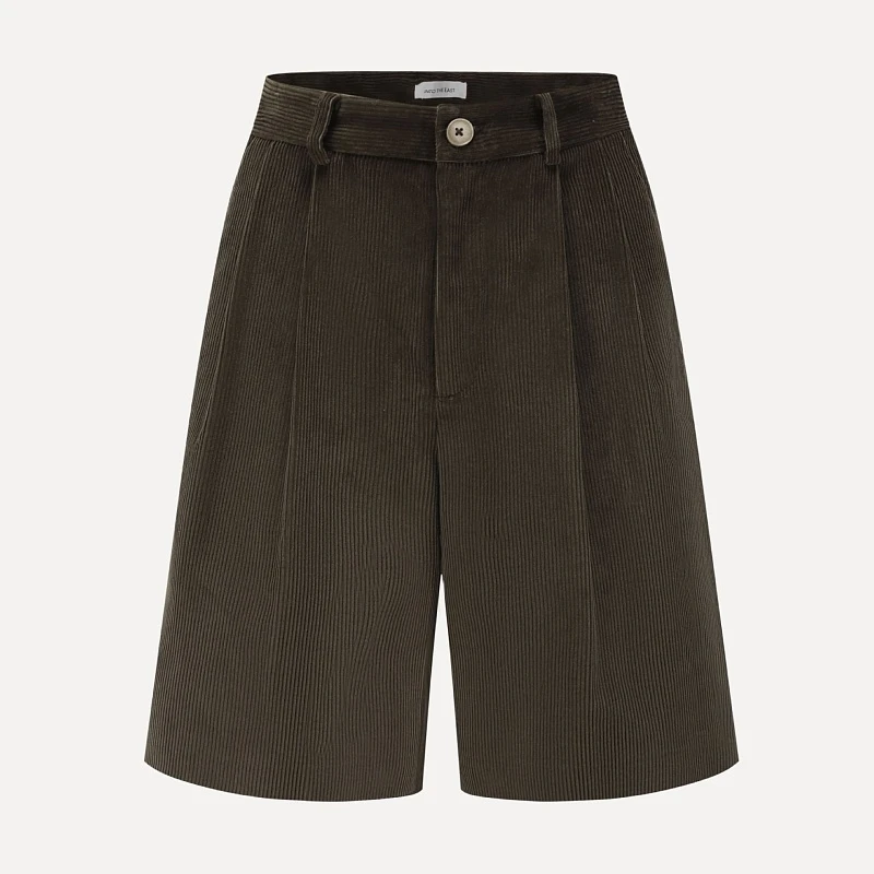 Dark green corduroy Bermuda shorts