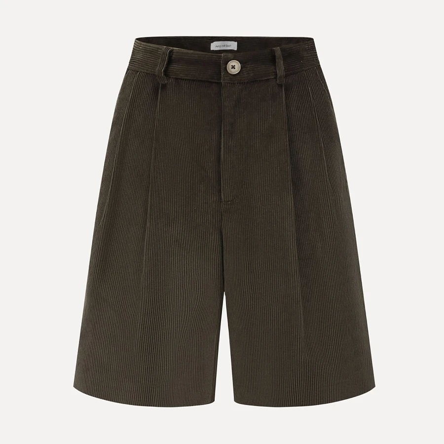 Dark green corduroy Bermuda shorts