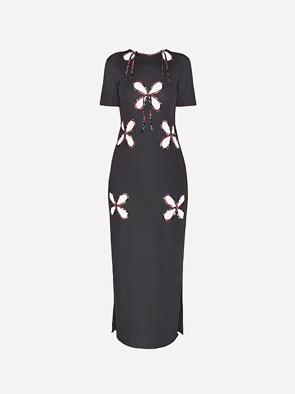Petal dress with edged flowers