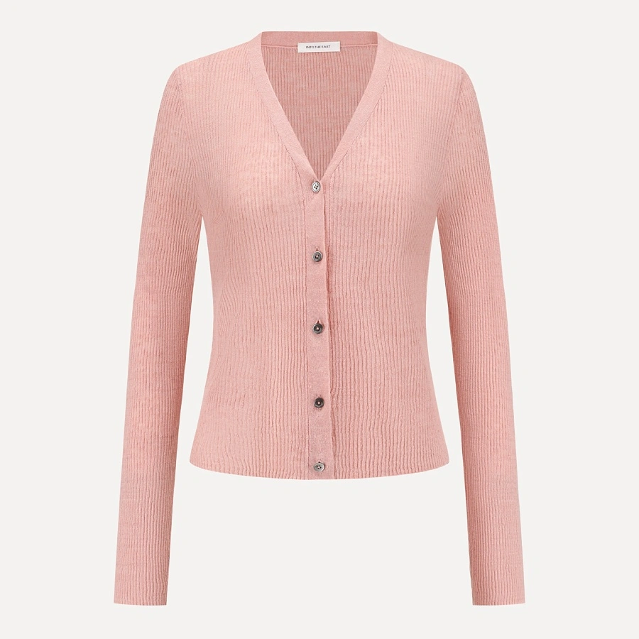Pink Linen Knitted Cardigan