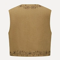 Apricot Linen Embroidered Vest