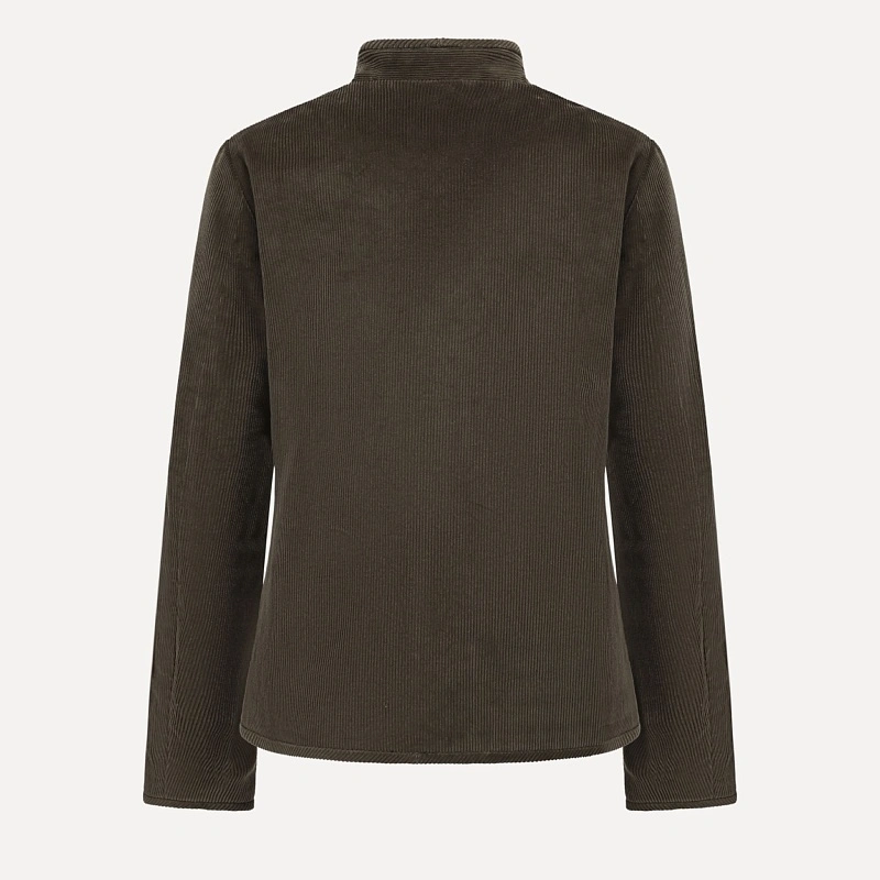 Dark green stand collar corduroy jacket