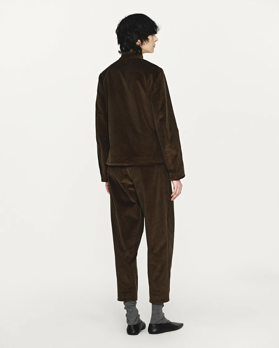 Dark green stand collar corduroy jacket