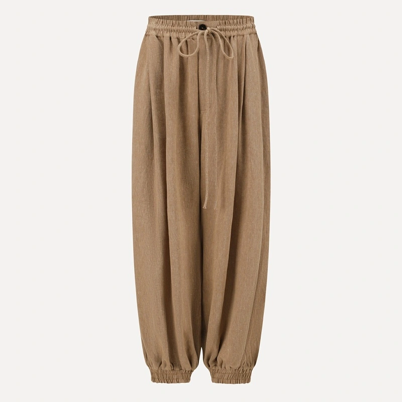 Linen Interwoven Loose-fitting Wide-leg Pants