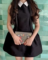 Shirtneck patchwork sleeveless dress