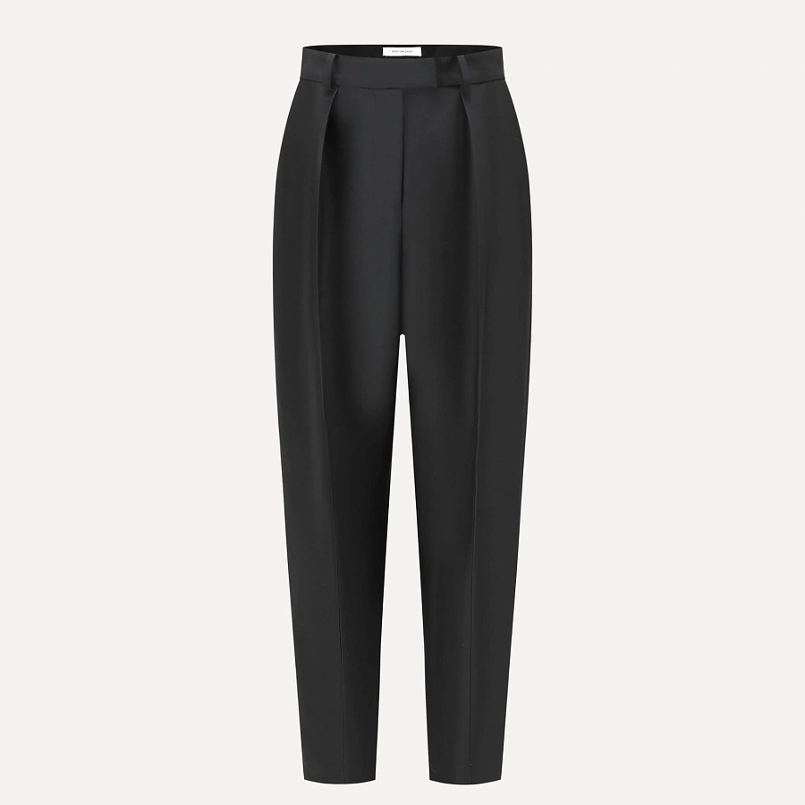 Black silk and wool 3D skinny pants