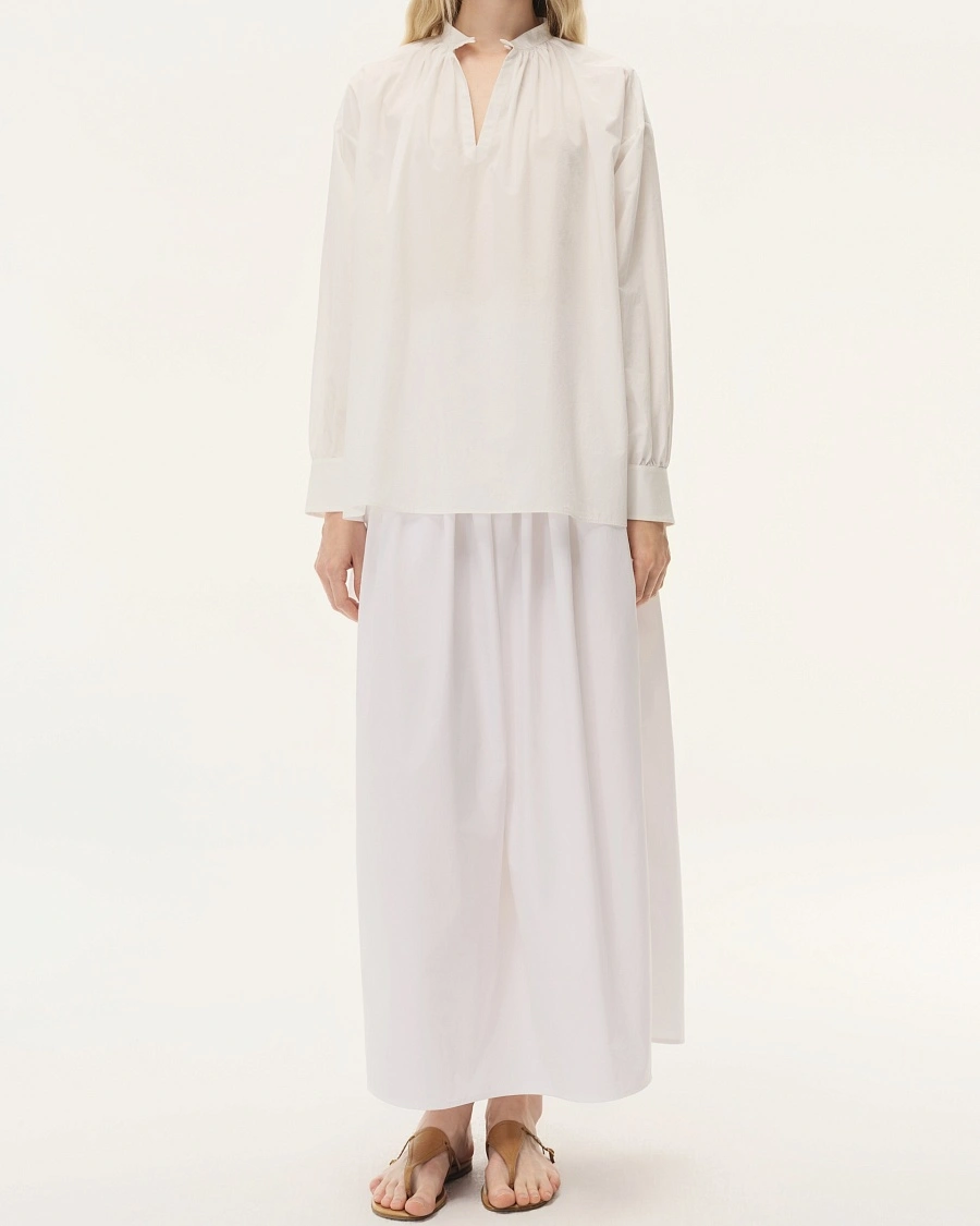 White Round Collar One button top
