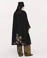 Floral pattern embroidered long coat
