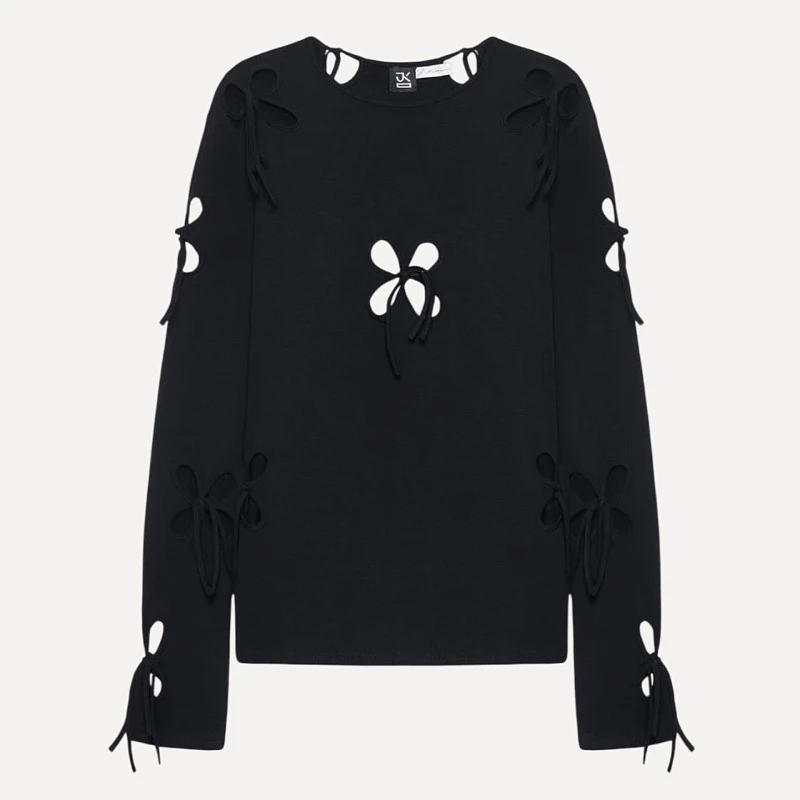 UNISEX PETAL LONG SLEEVE BLACK
