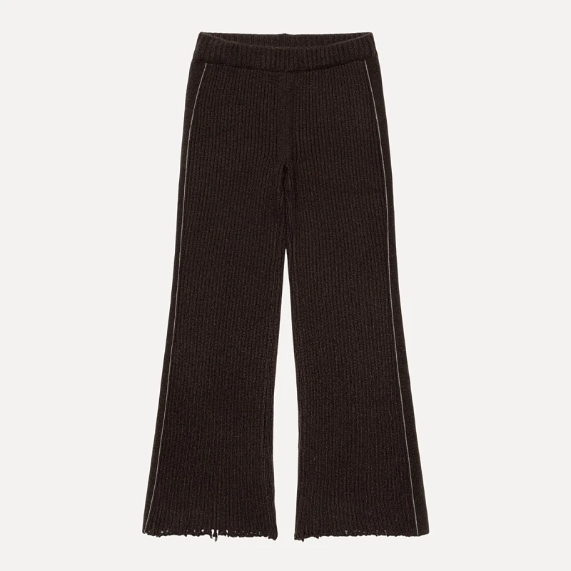 DAMAGED KNIT BOOT-CUT PANTS