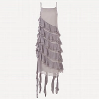 Grey Flouncing Dress in Silk Georgette