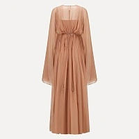 Coral Pink Gathered Long Sleeve Dress