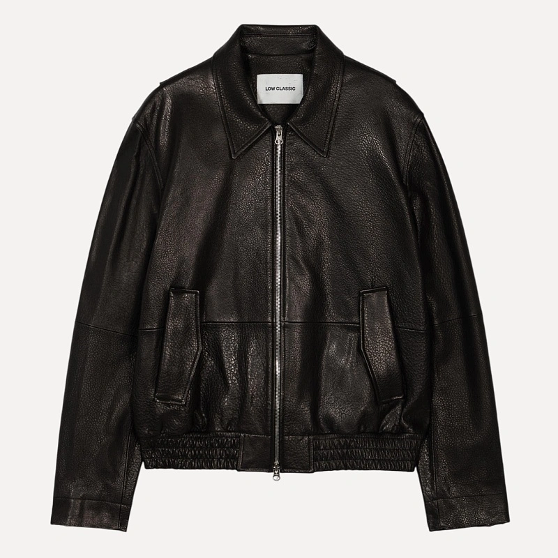 LINED-FIT LEATHER BLOUSON JACKET
