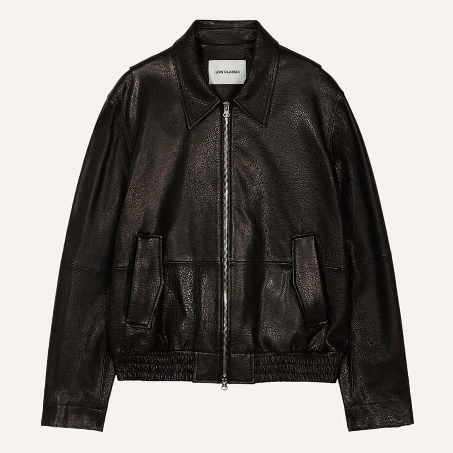 LINED-FIT LEATHER BLOUSON JACKET