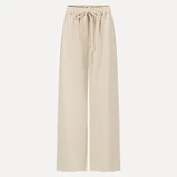 Ivory textured wool fringed straight pants