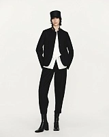 Black textured wool 3D skinny pants