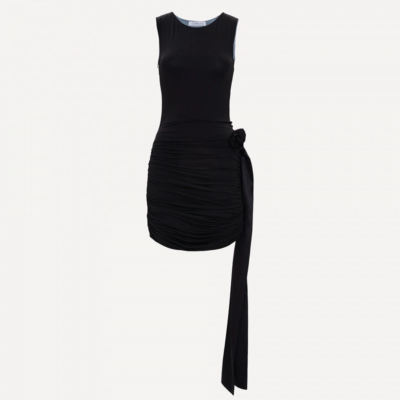 Black Twisted Jersey Shift Dress