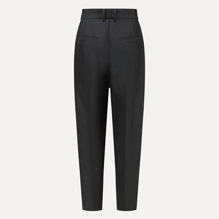 Black silk and wool 3D skinny pants