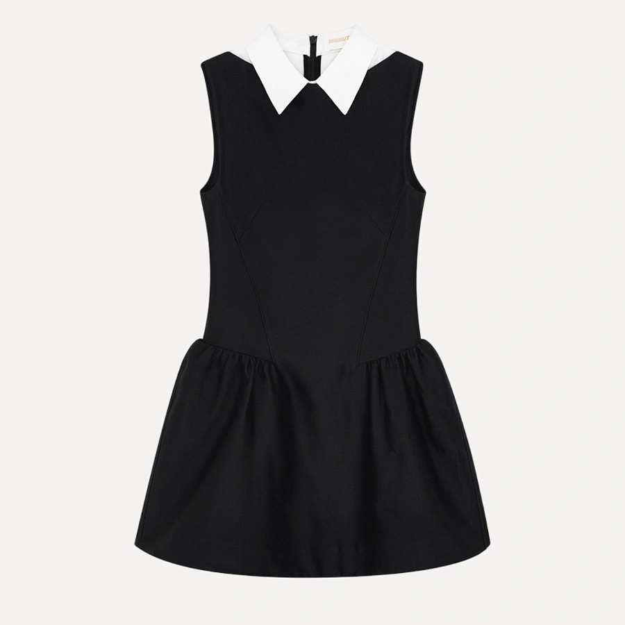 Shirtneck patchwork sleeveless dress