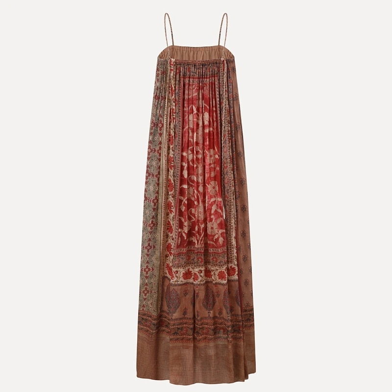 Silk and Ramie Printed Halter Dress