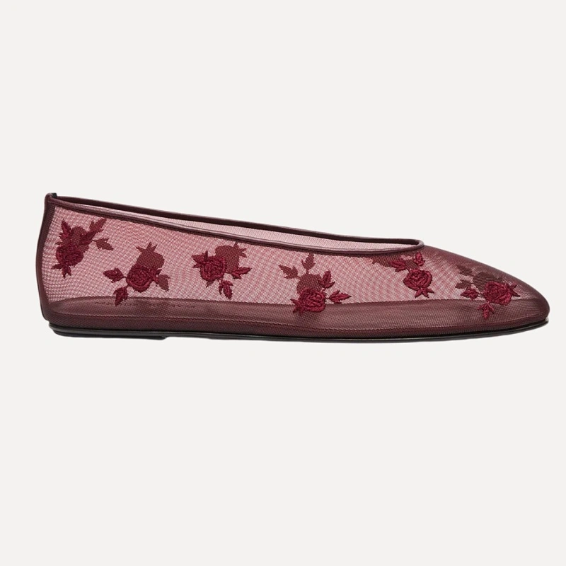 BALLET FLATS EMBROIDERY BURGUNDY