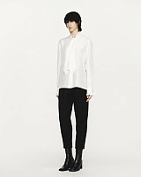 White lace tie silk shirt