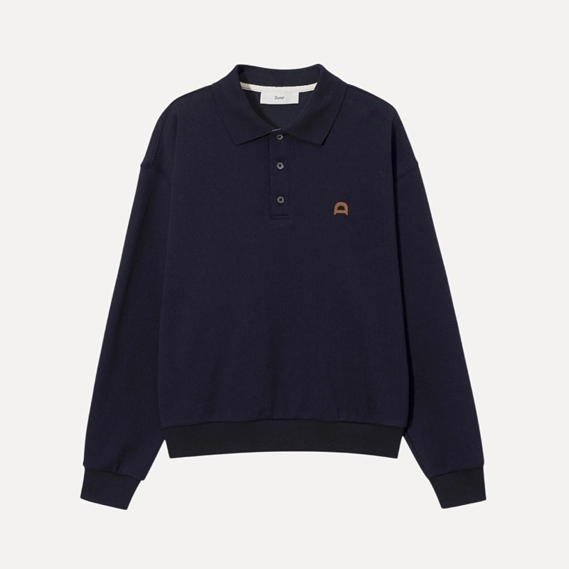 UNISEX LEATHER LOGO COLLARED T-SHIRT