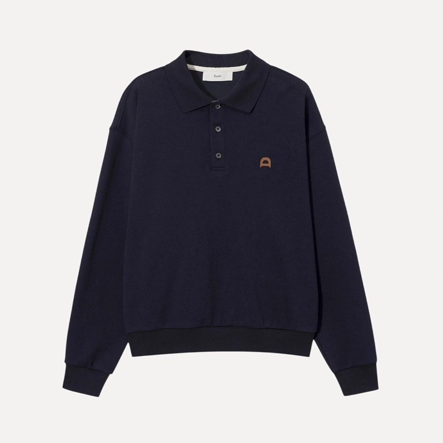 UNISEX LEATHER LOGO COLLARED T-SHIRT