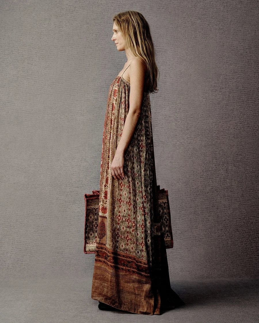 Silk and Ramie Printed Halter Dress