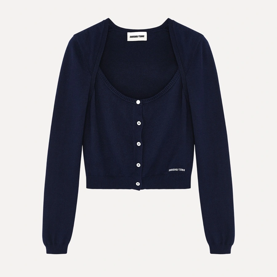 Knit cardigan (navy)