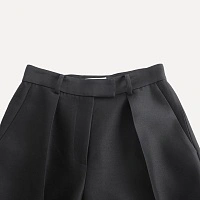 Black silk and wool 3D skinny pants