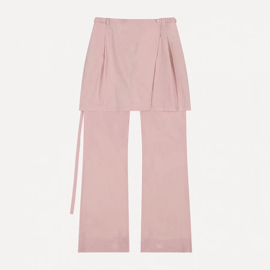NEW LAYERED WRAP SKIRT PANTS PINK