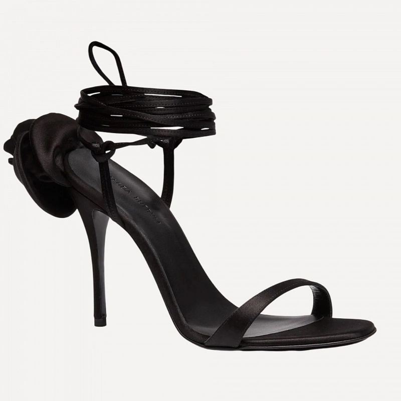 FLOWER SHOES SATIN BLACK