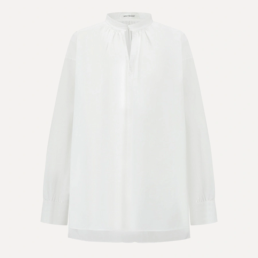 White Round Collar One button top
