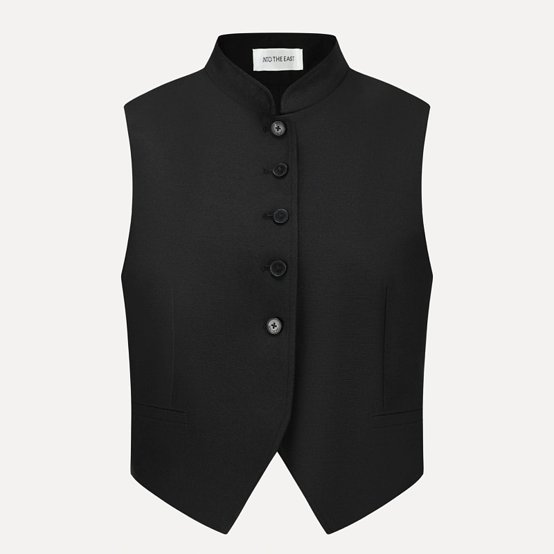 Black Stand Collar Vest