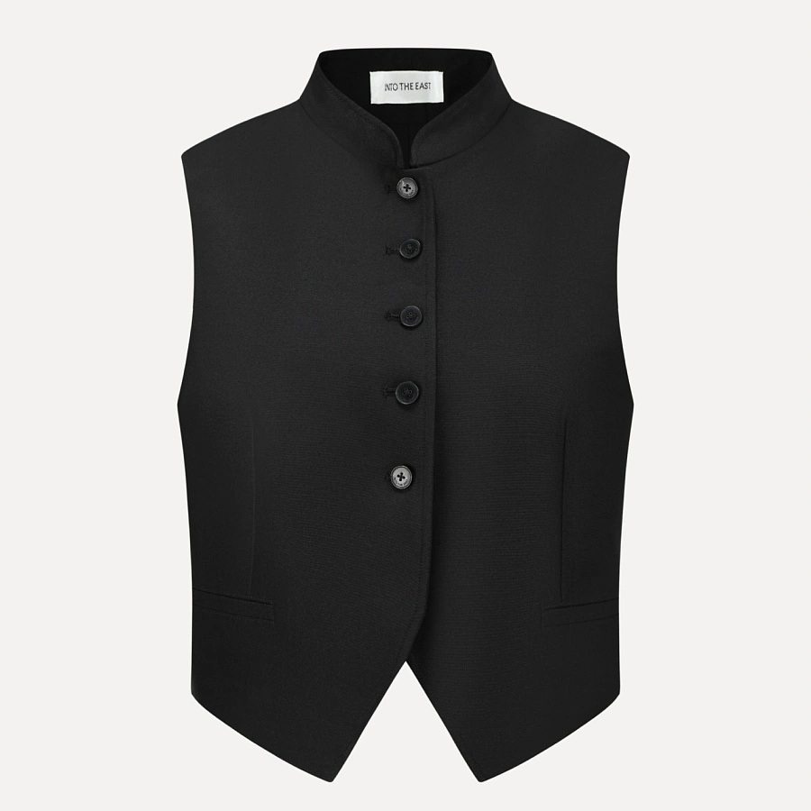 Black Stand Collar Vest