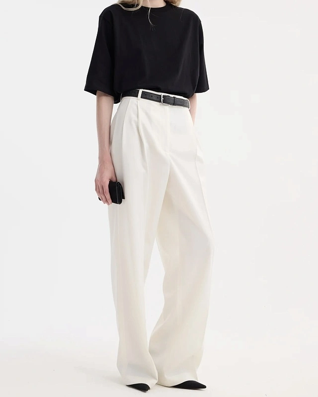 Mid-waist tailored trousers white