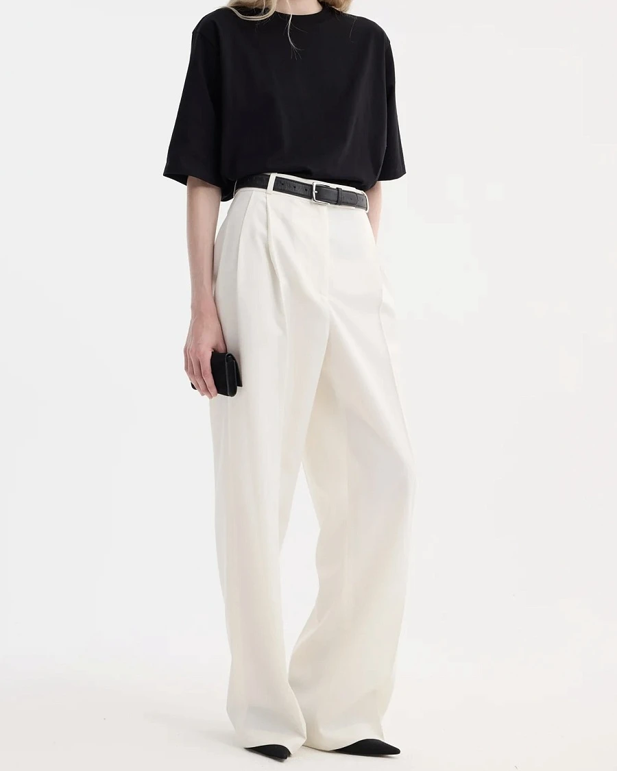 Mid-waist tailored trousers white