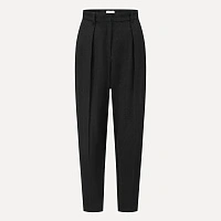 Black textured wool 3D skinny pants