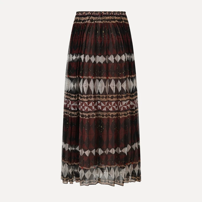 100% Silk Geometric Veil Half Skirt