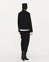 Black textured wool 3D skinny pants