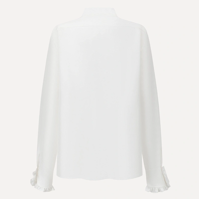 White lace tie silk shirt