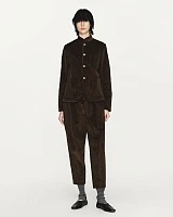 Dark green stand collar corduroy jacket