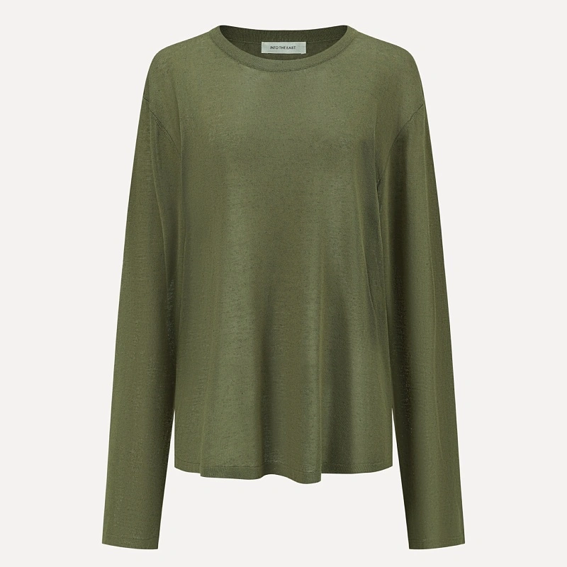 Green Knitted Long Sleeves Top
